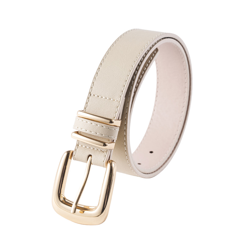 Cream Double Loop Buckle Belt