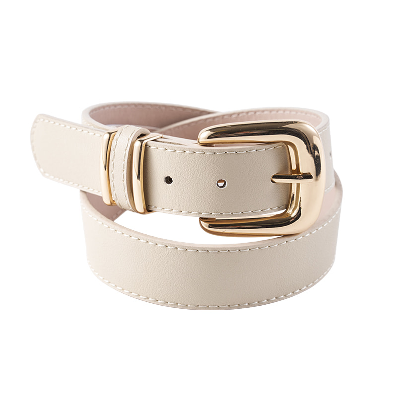 Cream Double Loop Buckle Belt