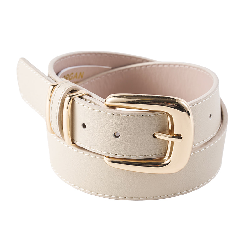 Cream Double Loop Buckle Belt