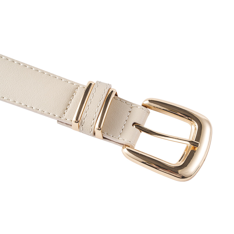 Cream Double Loop Buckle Belt