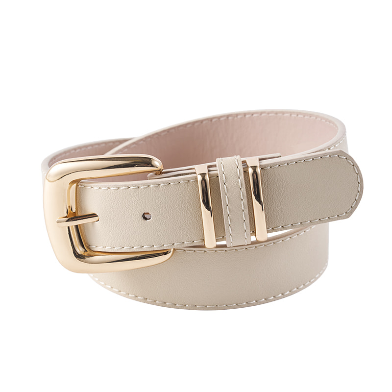 Cream Double Loop Buckle Belt