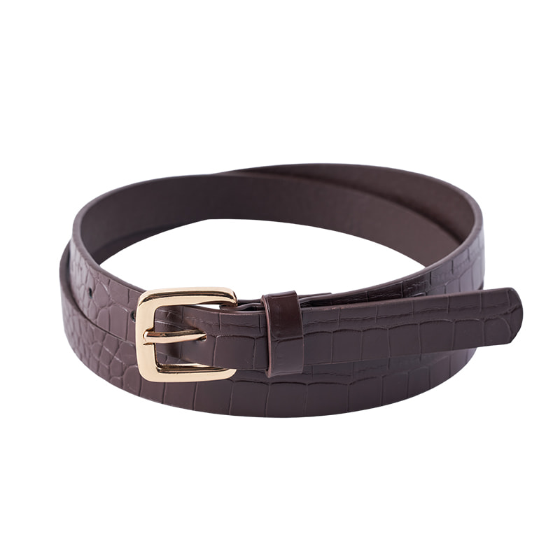 Brown Croco Print Kids Belt