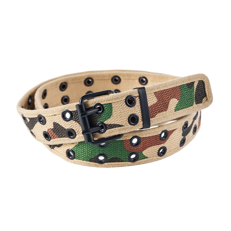 Double Eyelets Cotton Print Camouflage Webbing Belt