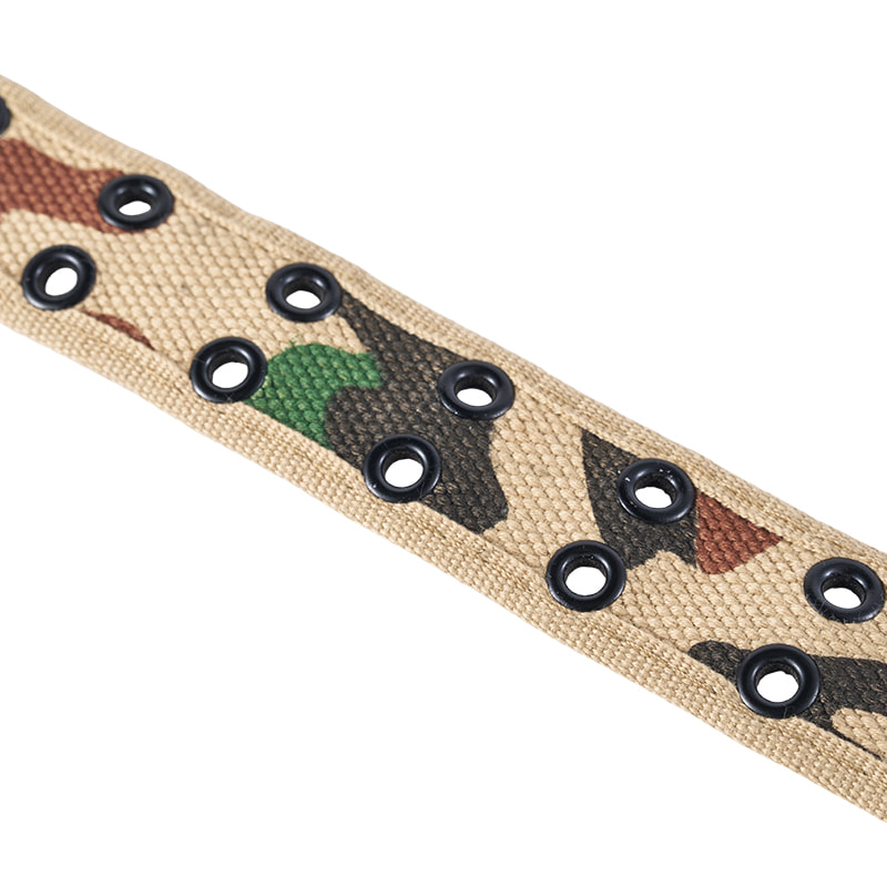 Double Eyelets Cotton Print Camouflage Webbing Belt