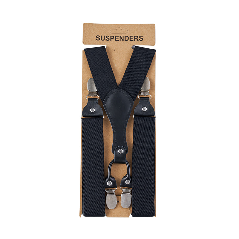 Leather Head Four Clips Suspenders