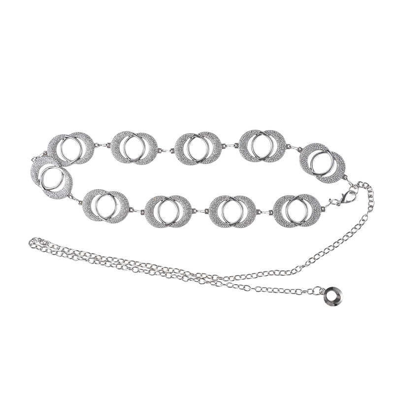 Silver Rhinestone Chains Belt