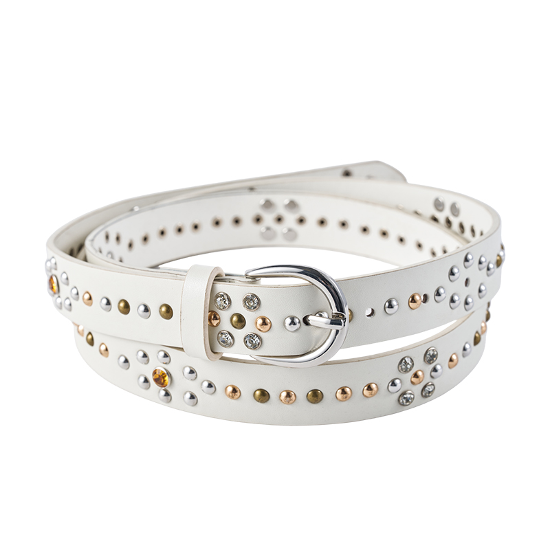 Silver Gold Studded Leather Waist Belt Silver Gold Studded Leather Waist Belt