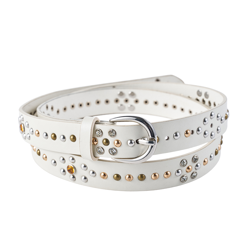Silver Gold Studded Leather Waist Belt