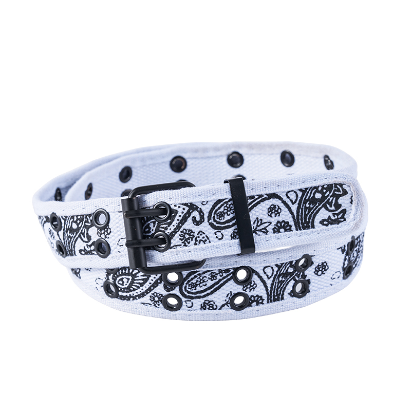 White Paisley Design Two-Hole Canvas Web Belt White Paisley Design Two-Hole Canvas Web Belt