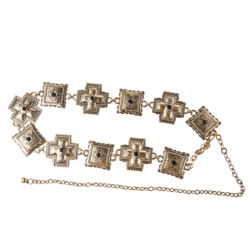 Gold Boho Square and Cross Waist Chain Belt Gold Boho Square and Cross Waist Chain Belt