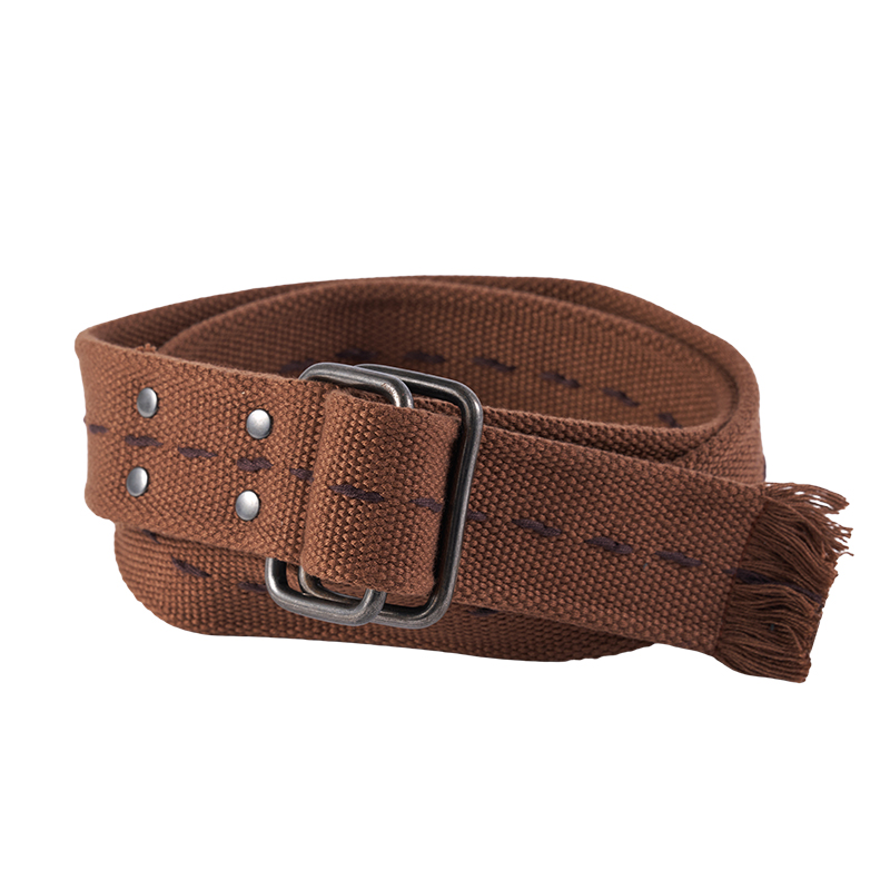 Woven Canvas D-Ring Belt with Tassel