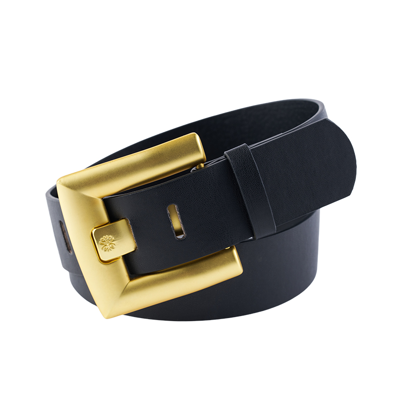 Black PU Leather Thick Belt with Gold Buckle Black PU Leather Thick Belt with Gold Buckle