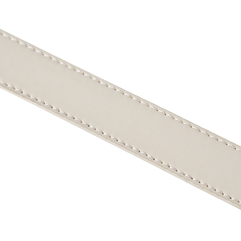 Simple Cream Leather Buckle Belt