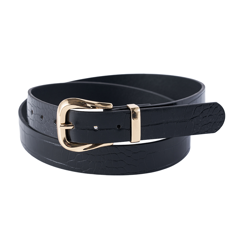 Black Crocodile Embossed Leather Belt Black Crocodile Embossed Leather Belt