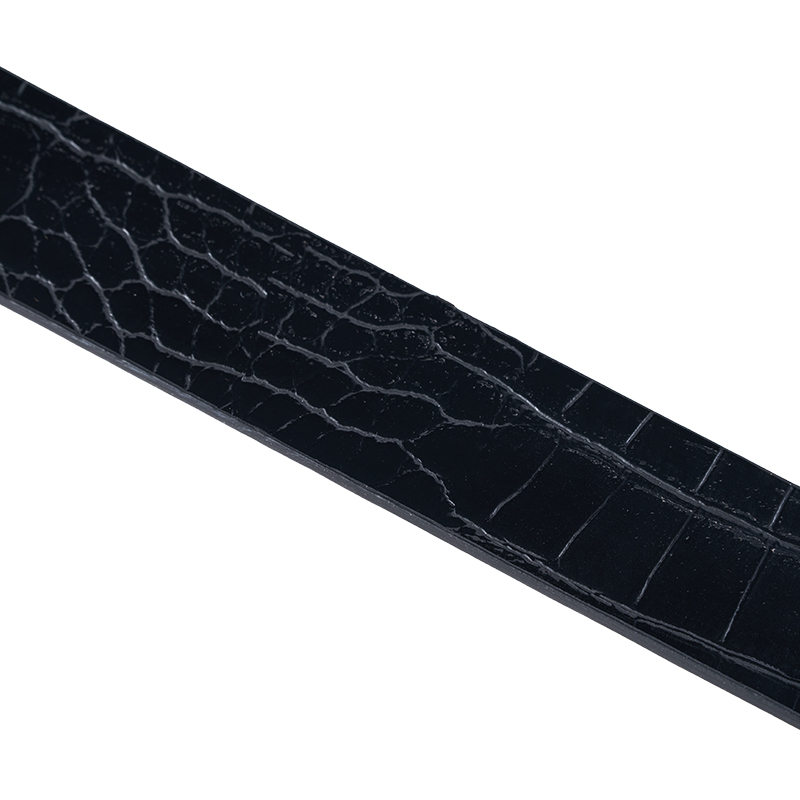Black Crocodile Embossed Leather Belt