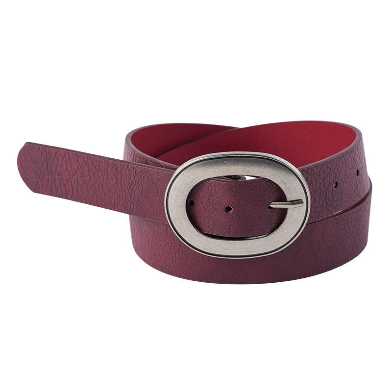 Red Oval Buckle Leather Belt for Women Red Oval Buckle Leather Belt for Women
