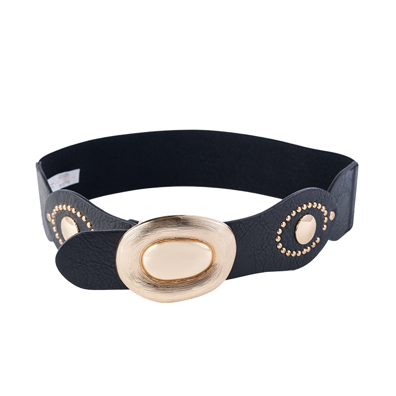 Gold Dome Buckle PU Leather Belt Gold Dome Buckle PU Leather Belt