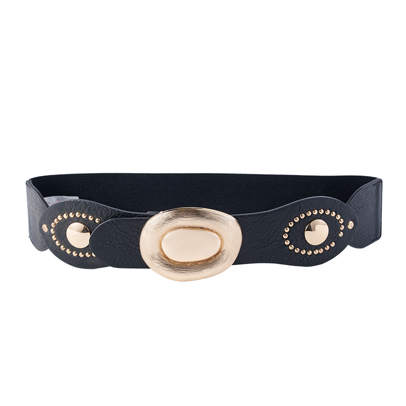 Gold Dome Buckle PU Leather Belt