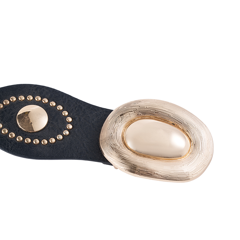 Gold Dome Buckle PU Leather Belt