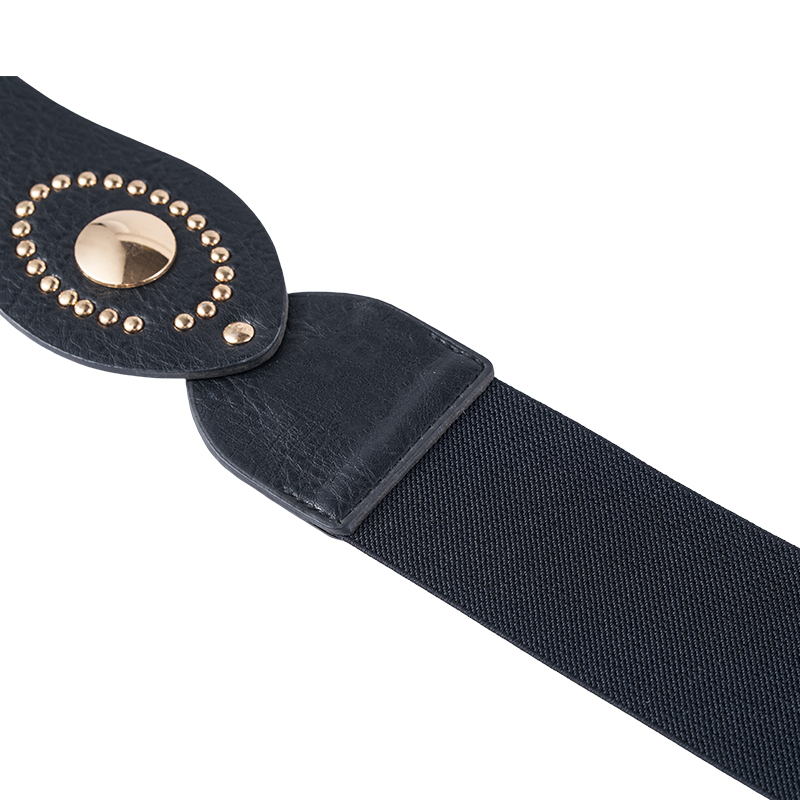 Gold Dome Buckle PU Leather Belt