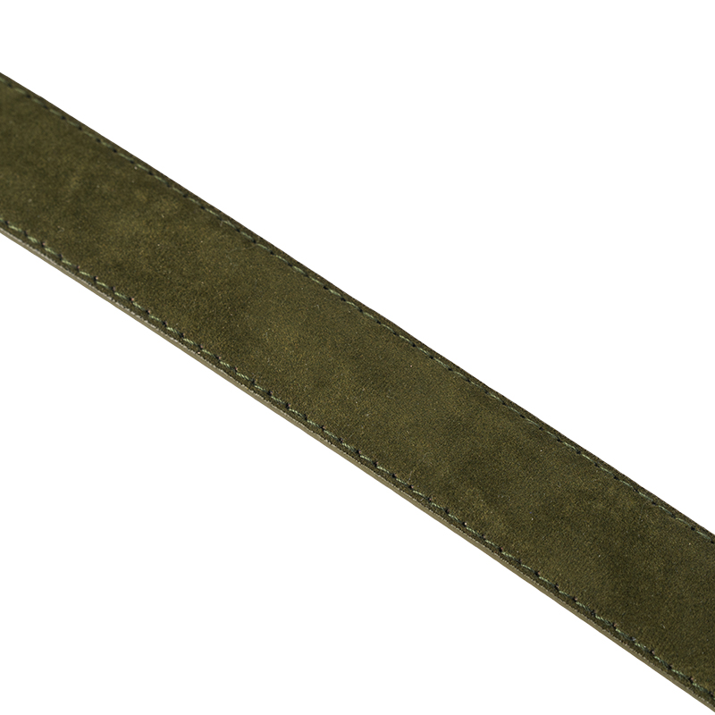 Olive Faux Suede Belt With Gold Buckle