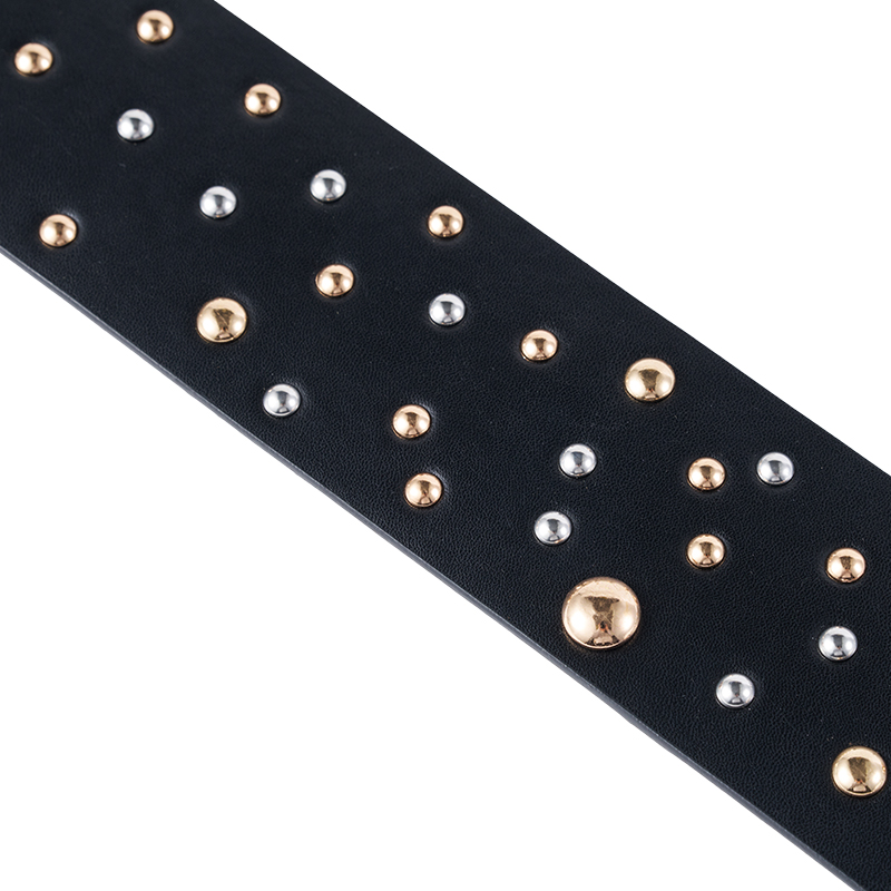 Punk Gold Silver Studded Wide Belt