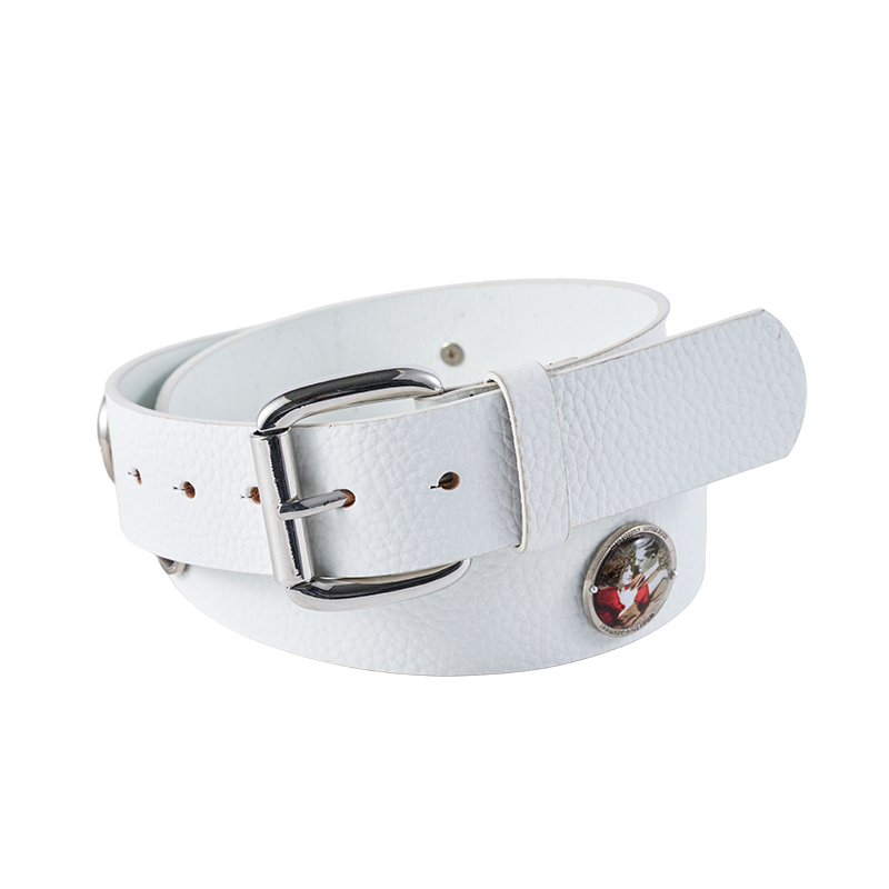 White Casual Embossed Badge Belt White Casual Embossed Badge Belt