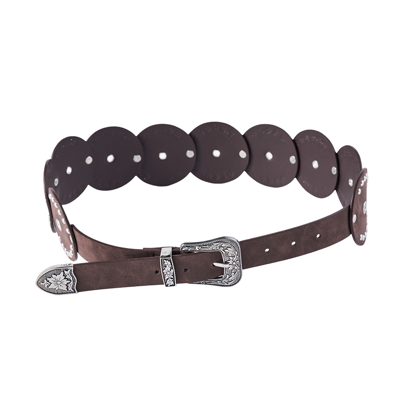 Unisex Rivet Studded Belt with Carved Buckle Unisex Rivet Studded Belt with Carved Buckle