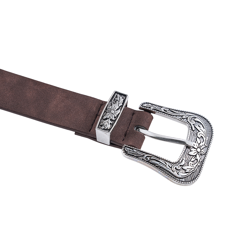Unisex Rivet Studded Belt with Carved Buckle