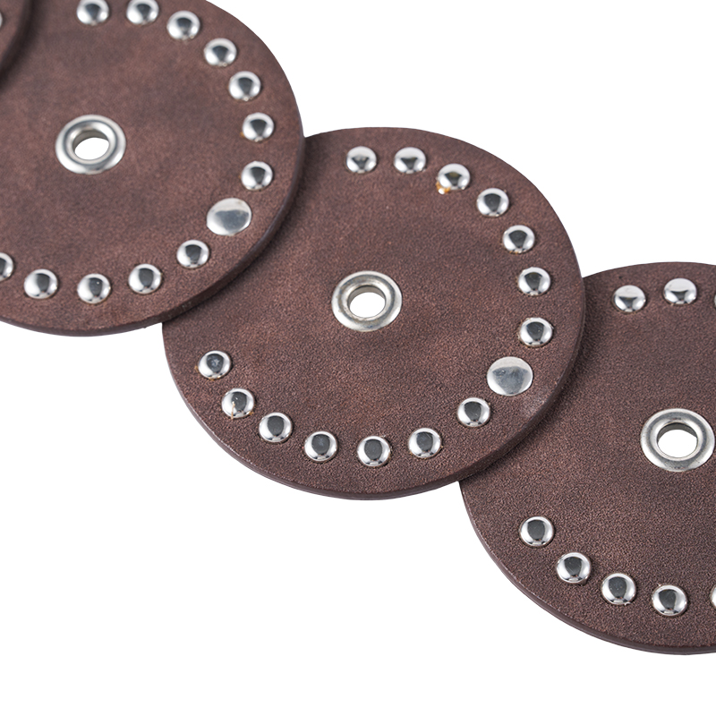 Unisex Rivet Studded Belt with Carved Buckle