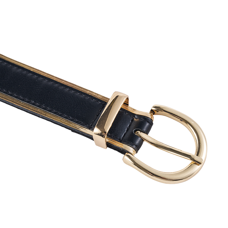 Black PU Belt with Gold Edge Trim