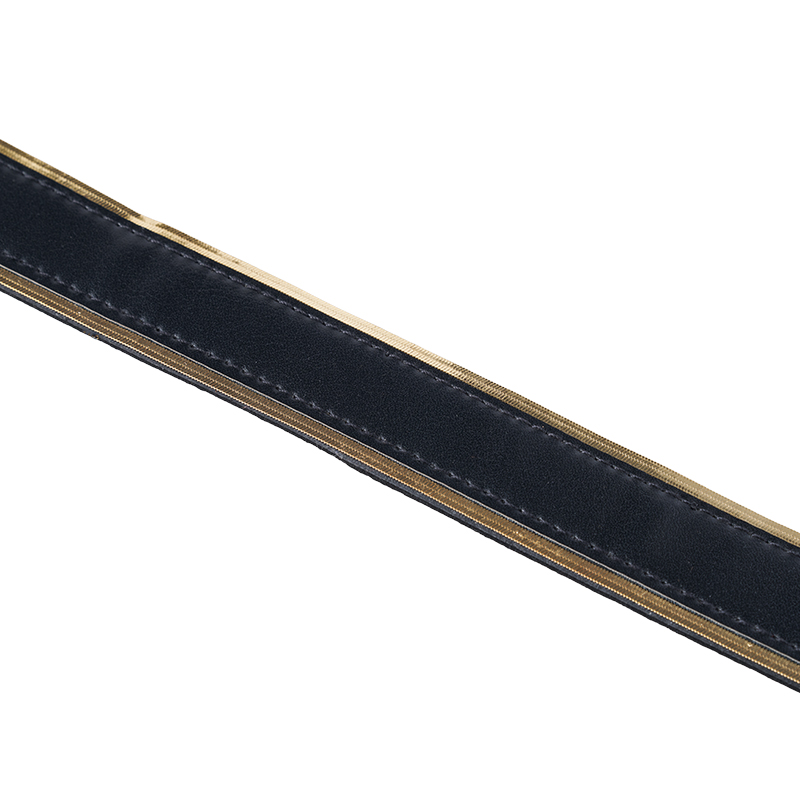 Black PU Belt with Gold Edge Trim