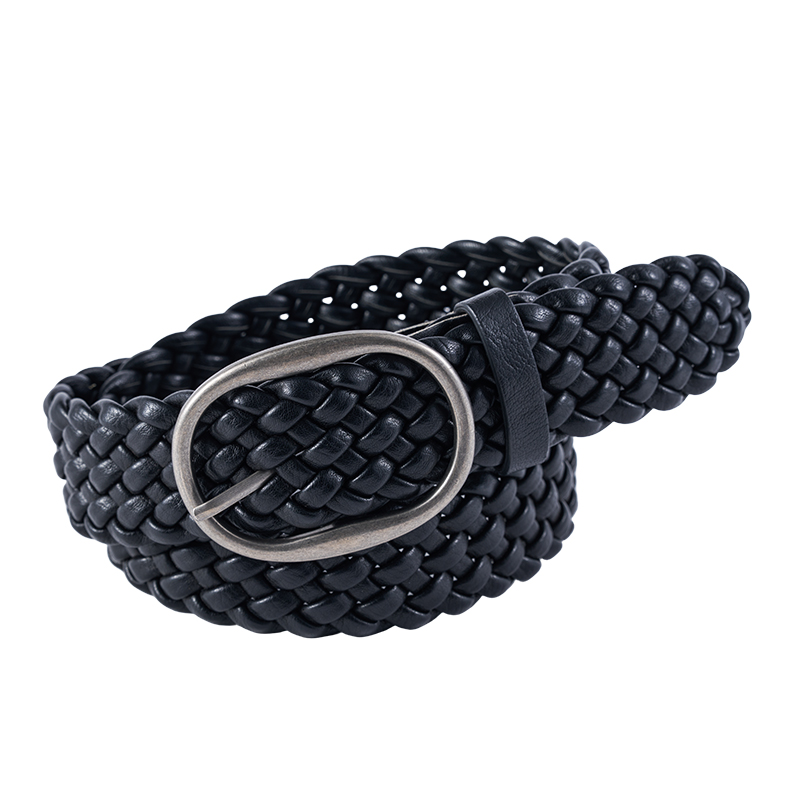 Classic Leather Braided Belt with Silver Buckle Classic Leather Braided Belt with Silver Buckle