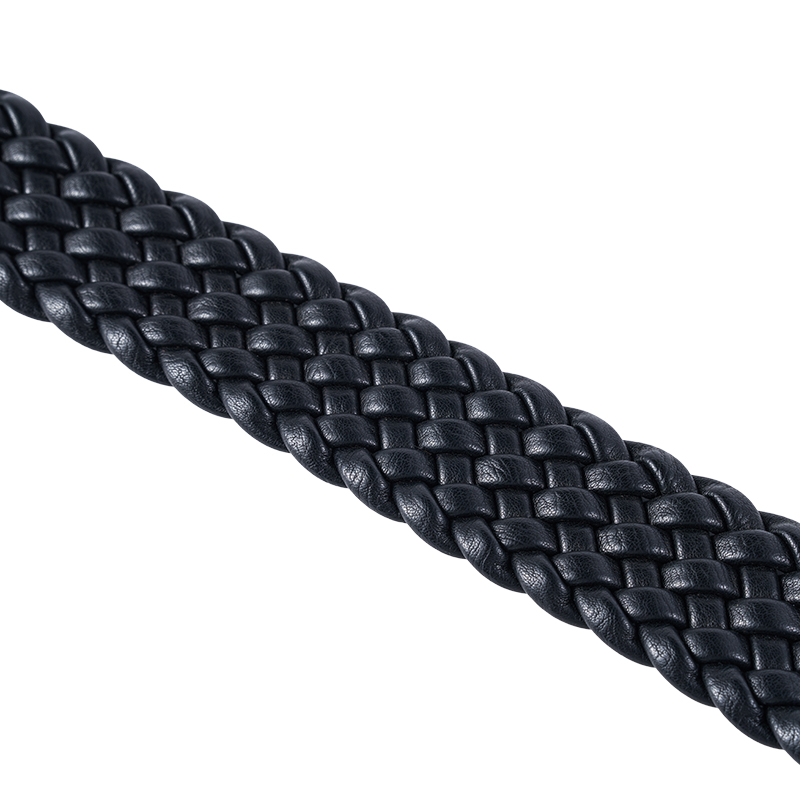Classic Leather Braided Belt with Silver Buckle